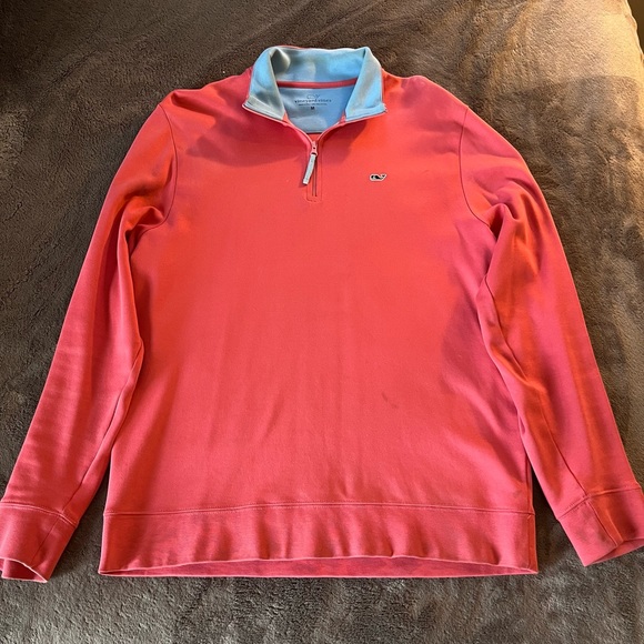 Vineyard Vines Salmon Pink 1/4 Quarter Zip Sweater Sweatshirt Size Medium - Picture 2 of 7